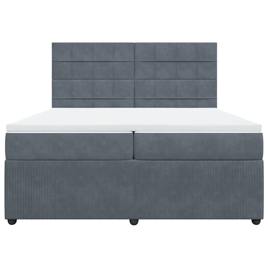 Giroletto a Molle con Materasso Grigio Scuro 200x200 cm Velluto 3292431