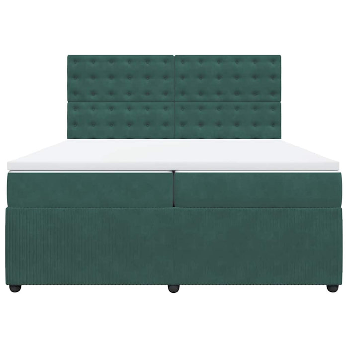 Giroletto a Molle con Materasso Verde Scuro 200x200 cm Velluto 3292445