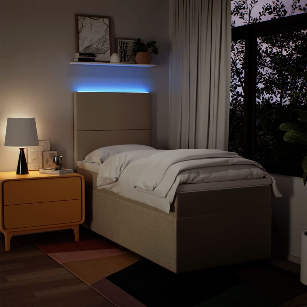 vidaXL Giroletto a Molle con Materasso Crema 90x190 cm in Tessuto