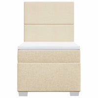 vidaXL Giroletto a Molle con Materasso Crema 90x190 cm in Tessuto