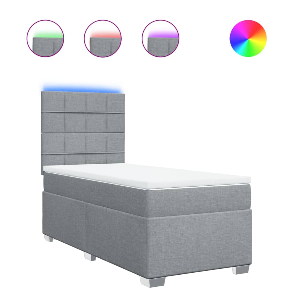 vidaXL Giroletto a Molle con Materasso Grigio Chiaro 90x190 cm Tessuto