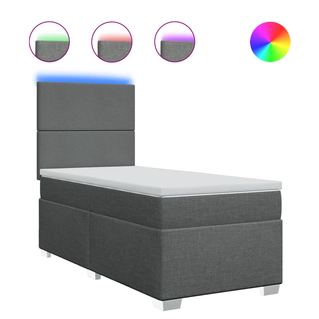 Giroletto a Molle con Materasso Grigio Scuro 90x200 cm Tessuto 3292665