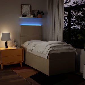 vidaXL Giroletto a Molle con Materasso Crema 100x200 cm in Tessuto