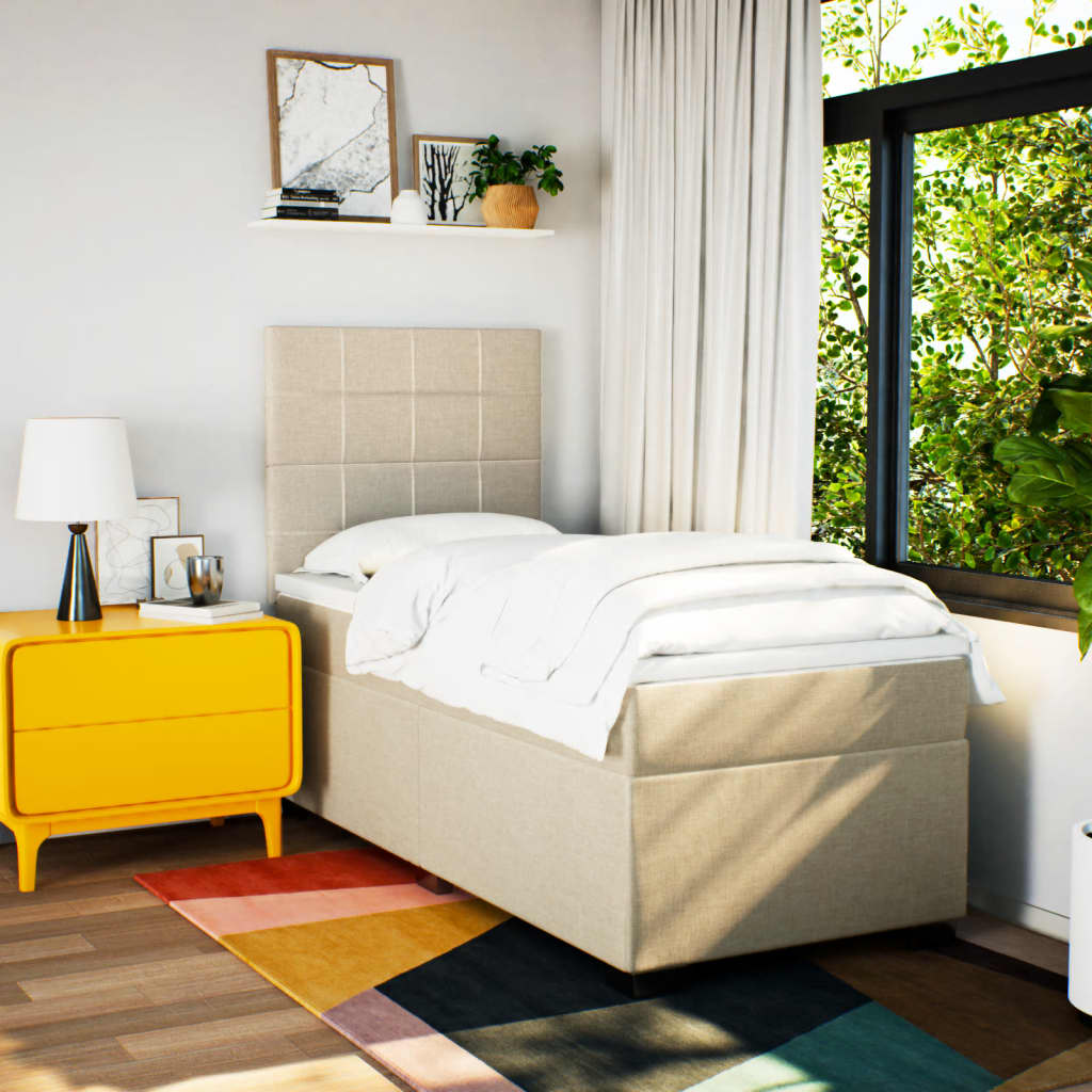 Giroletto a Molle con Materasso Crema 100x200 cm in Tessuto 3292704