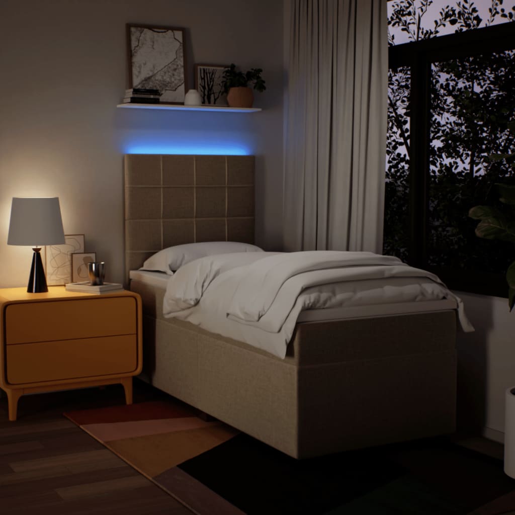 vidaXL Giroletto a Molle con Materasso Crema 100x200 cm in Tessuto