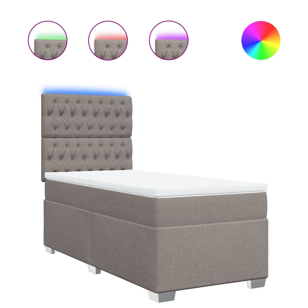 vidaXL Giroletto a Molle con Materasso Tortora 100x200 cm in Tessuto