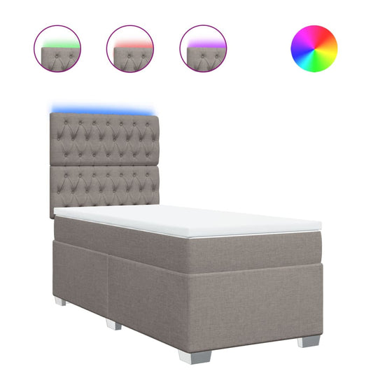 vidaXL Giroletto a Molle con Materasso Tortora 100x200 cm in Tessuto