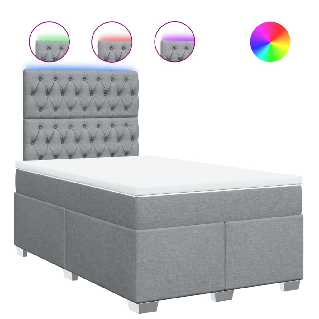 Giroletto a Molle con Materasso Grigio Chiaro 120x190cm Tessuto