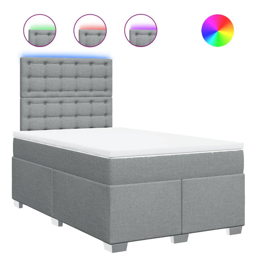 Giroletto a Molle con Materasso Grigio Chiaro 120x190cm Tessuto