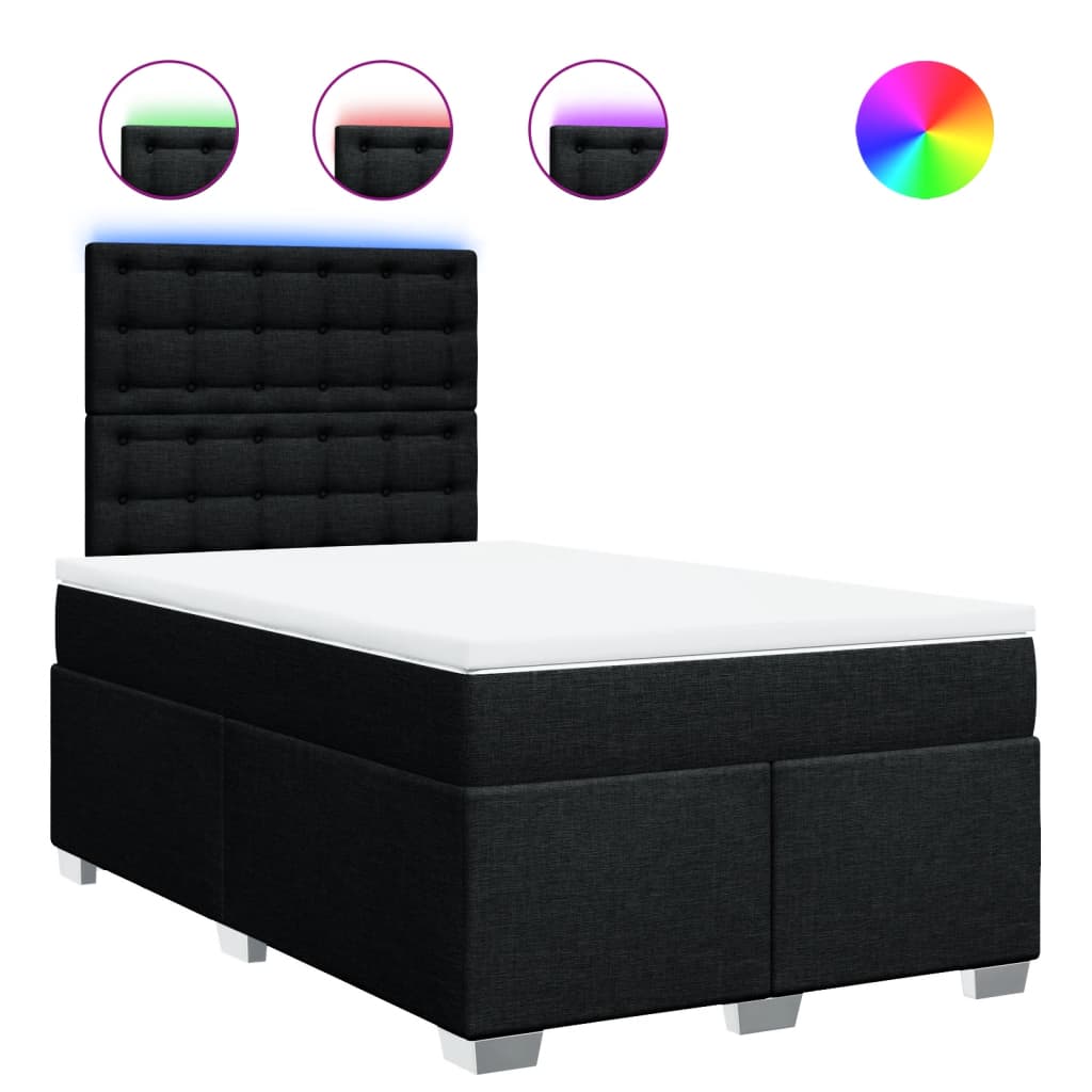 Giroletto a Molle con Materasso Nero 120x190 cm in Tessuto