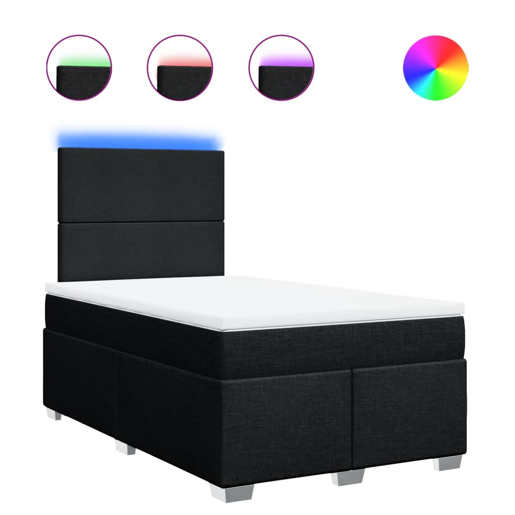 Giroletto a Molle con Materasso Nero 120x200 cm in Tessuto 3292750