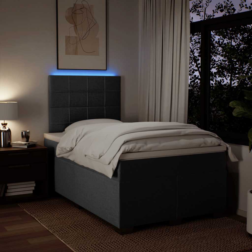 Giroletto a Molle con Materasso Grigio Scuro 120x200 cm Tessuto