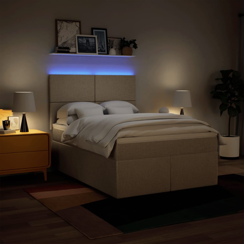 Giroletto a Molle con Materasso Crema 160x200 cm in Tessuto 3292837