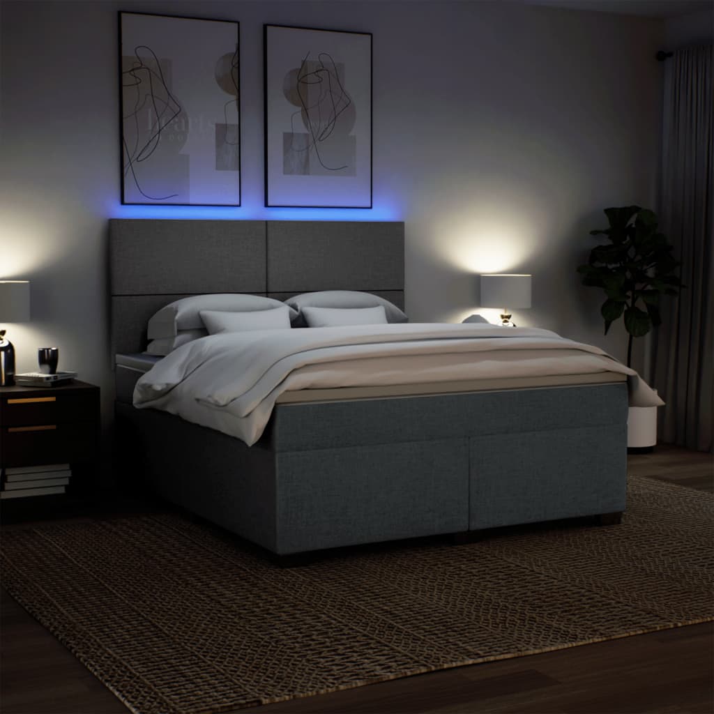 vidaXL Giroletto a Molle con Materasso Grigio Scuro 180x200 cm Tessuto