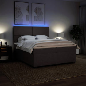 Giroletto a Molle con Materasso Marrone Scuro 200x200cm Tessuto