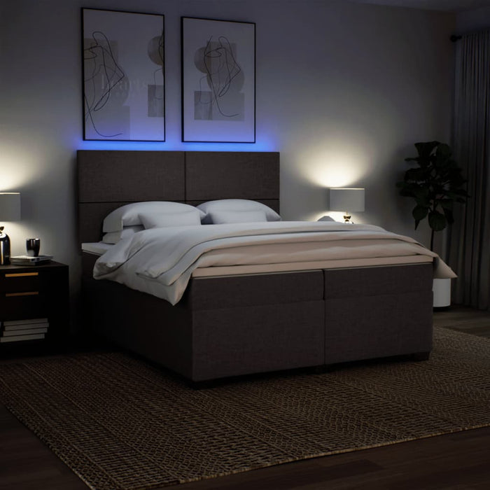 Giroletto a Molle con Materasso Marrone Scuro 200x200cm Tessuto