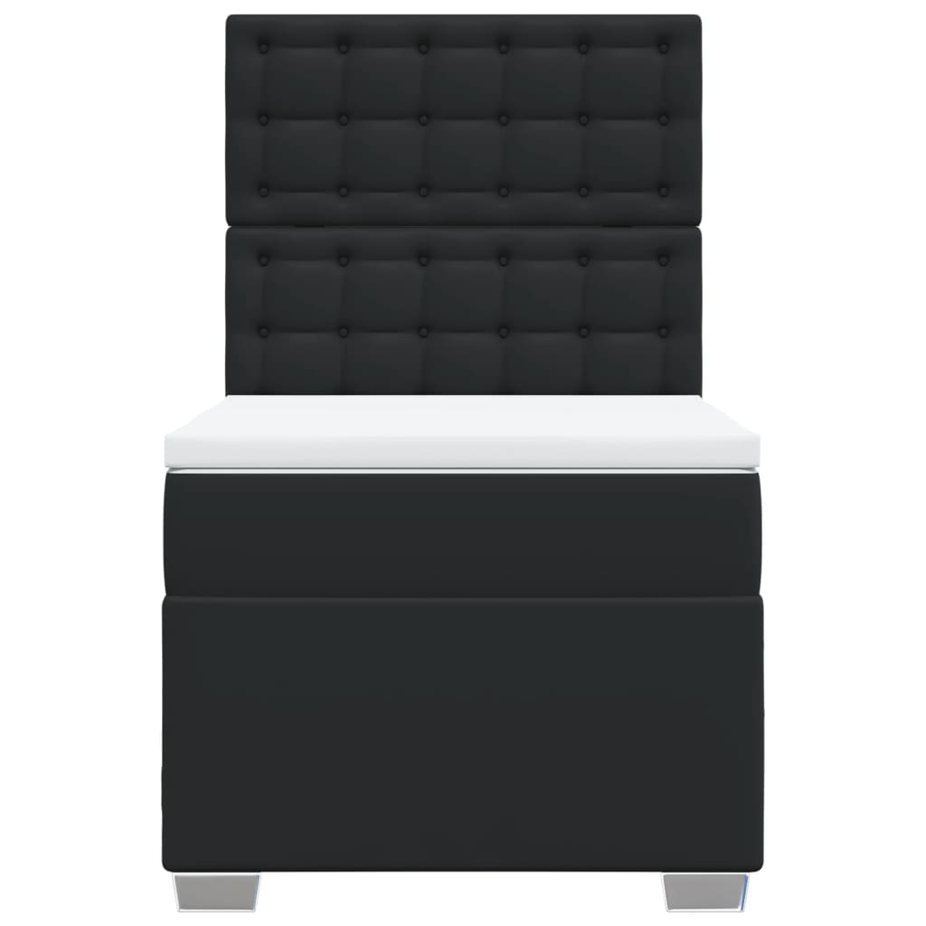 vidaXL Giroletto a Molle con Materasso Nero 90x200 cm in Similpelle