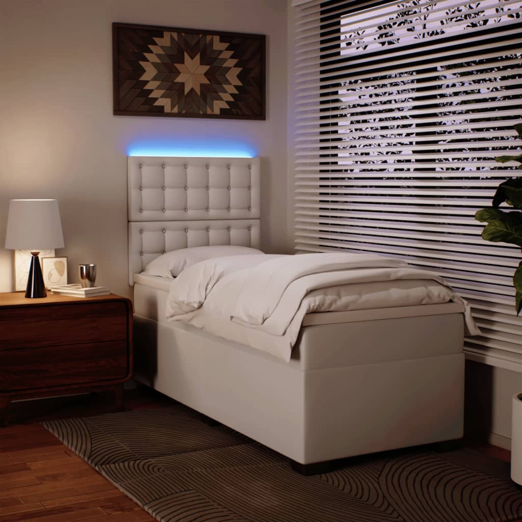 Giroletto a Molle con Materasso Bianco 100x200 cm in Similpelle