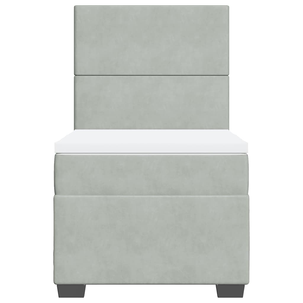 Giroletto a Molle con Materasso Grigio Chiaro 80x200 cm Velluto
