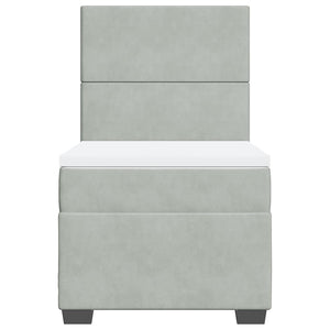 Giroletto a Molle con Materasso Grigio Chiaro 80x200 cm Velluto
