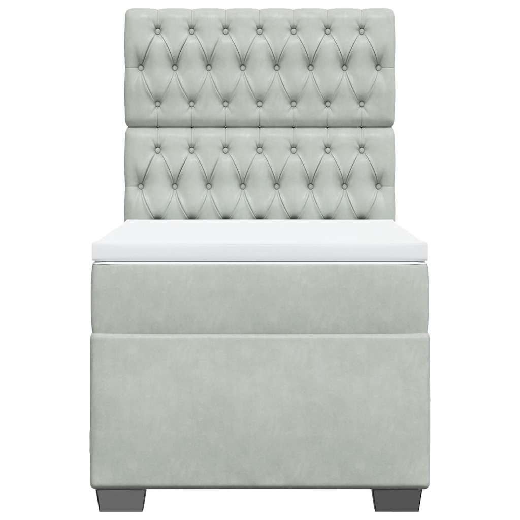 Giroletto a Molle con Materasso Grigio Chiaro 80x200 cm Velluto