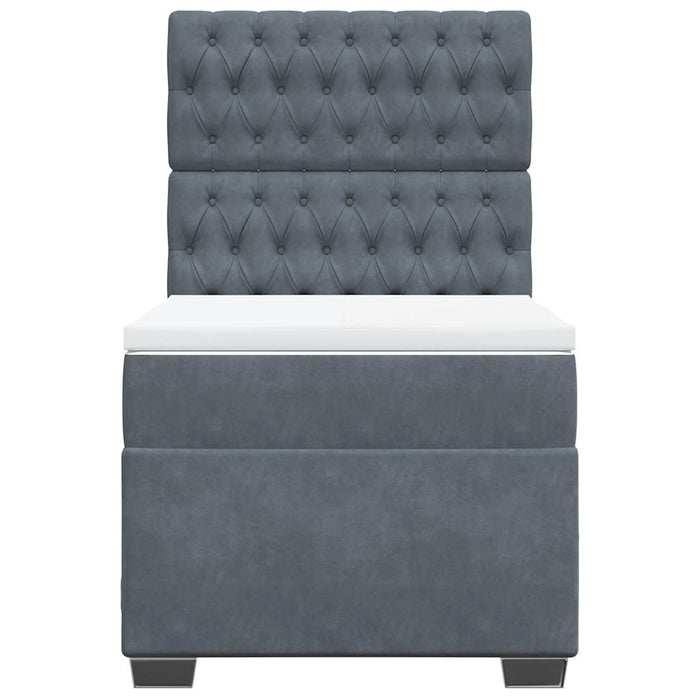 Giroletto a Molle con Materasso Grigio Scuro 80x200 cm Velluto