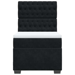 Giroletto a Molle con Materasso Nero 80x200 cm in Velluto 3293070