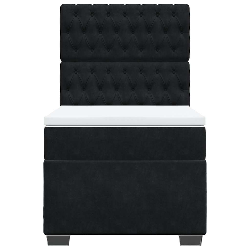 Giroletto a Molle con Materasso Nero 80x200 cm in Velluto 3293070