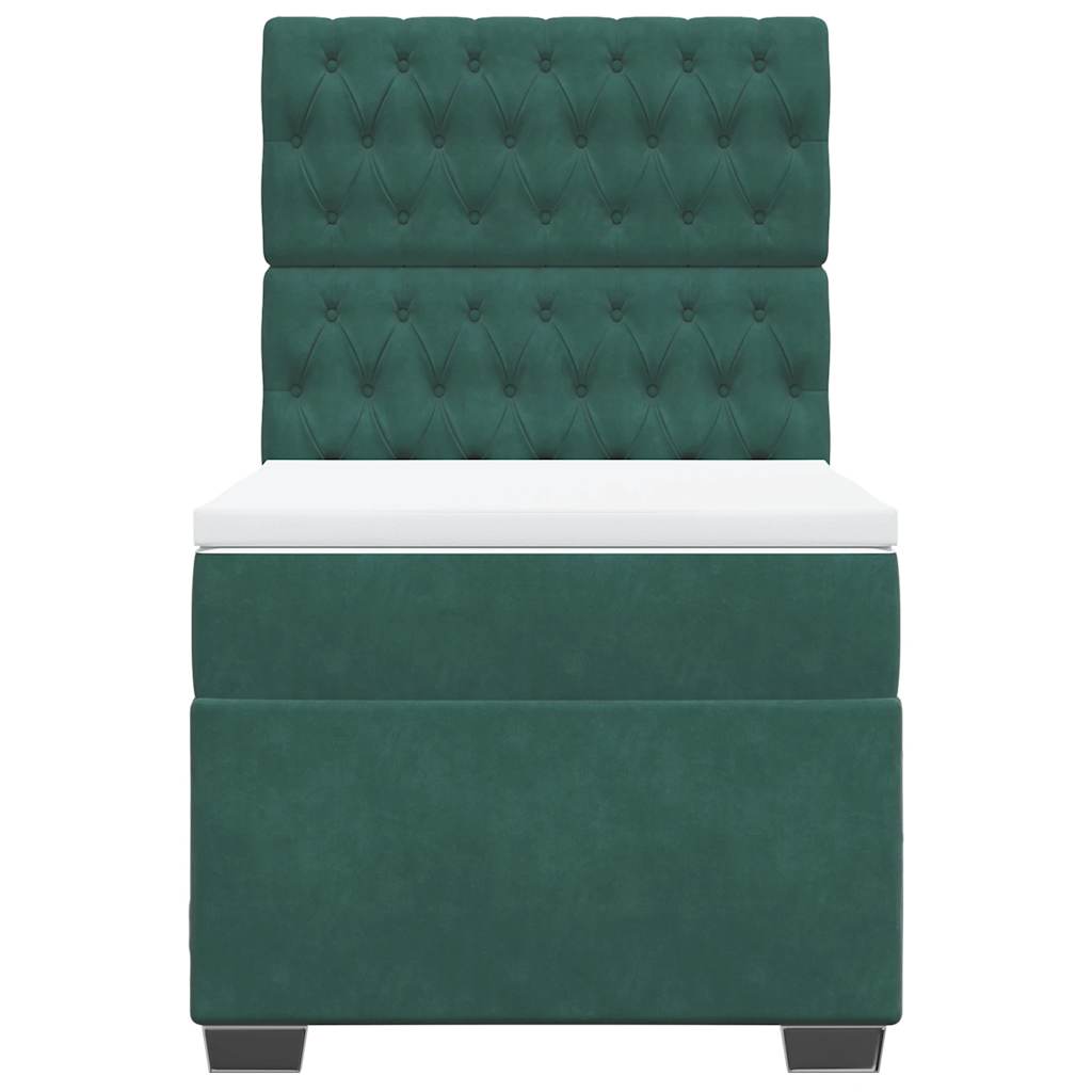 Giroletto a Molle con Materasso Verde Scuro 80x200 cm Velluto 3293071