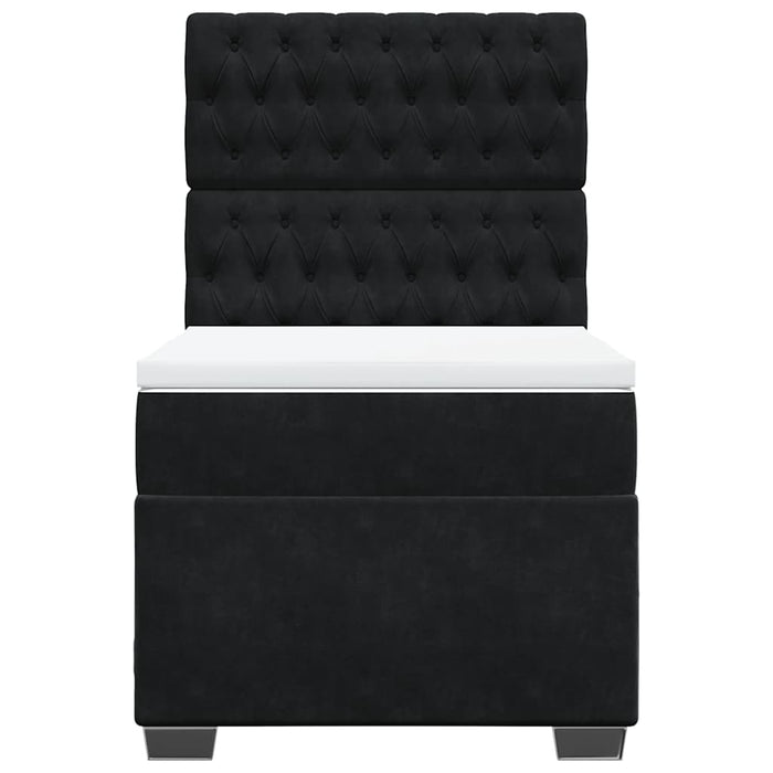 Giroletto a Molle con Materasso Nero 90x190 cm in Velluto