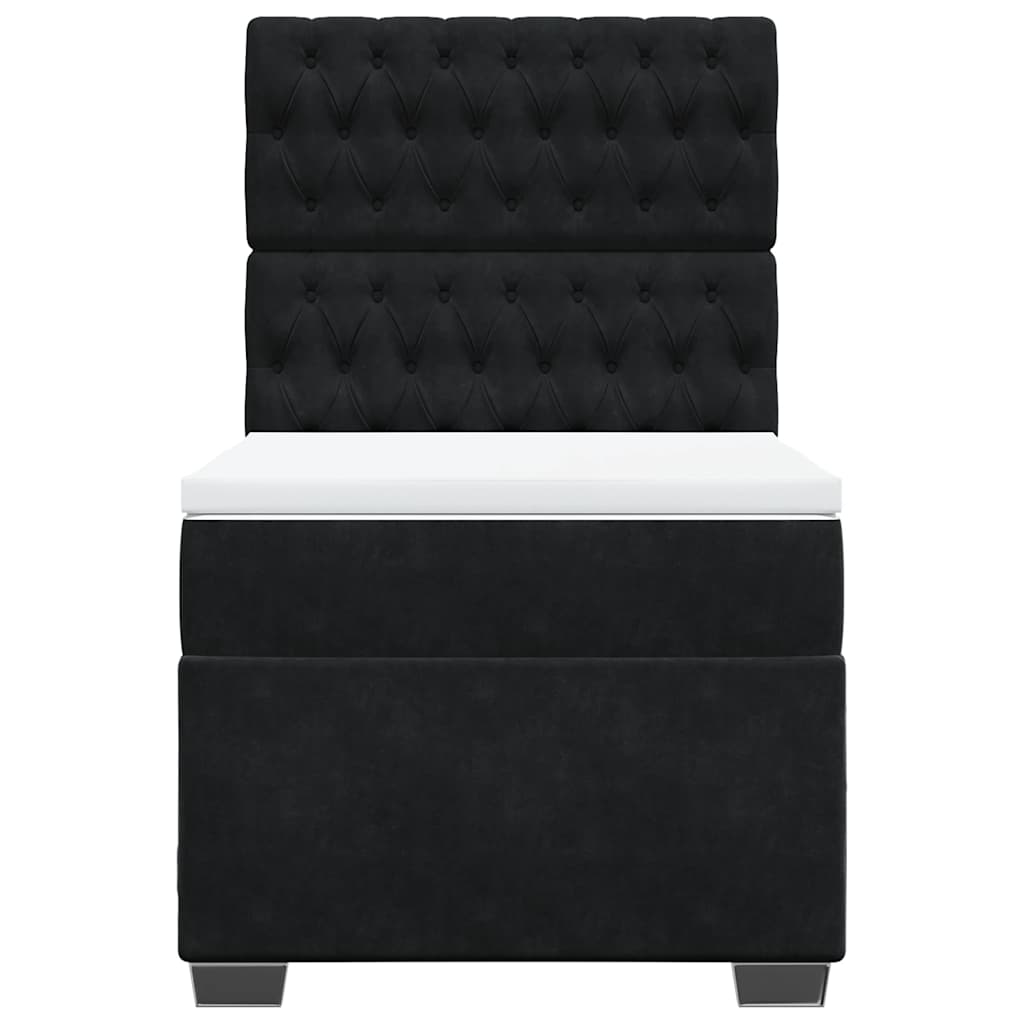 Giroletto a Molle con Materasso Nero 90x190 cm in Velluto 3293094