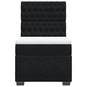 Giroletto a Molle con Materasso Nero 90x190 cm in Velluto 3293094