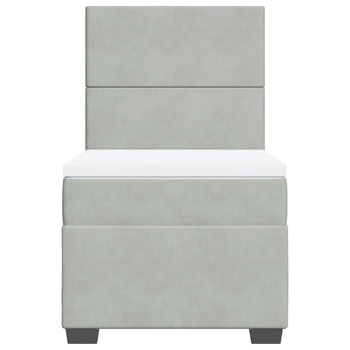 Giroletto a Molle con Materasso Grigio Chiaro 90x200 cm Velluto