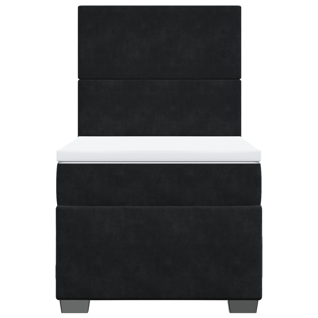 Giroletto a Molle con Materasso Nero 90x200 cm in Velluto 3293106
