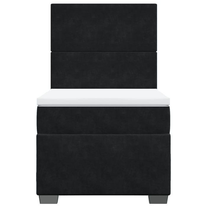 Giroletto a Molle con Materasso Nero 90x200 cm in Velluto 3293106