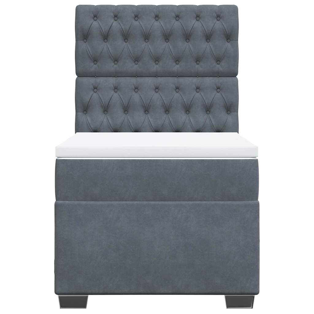 Giroletto a Molle con Materasso Grigio Scuro 90x200 cm Velluto 3293117