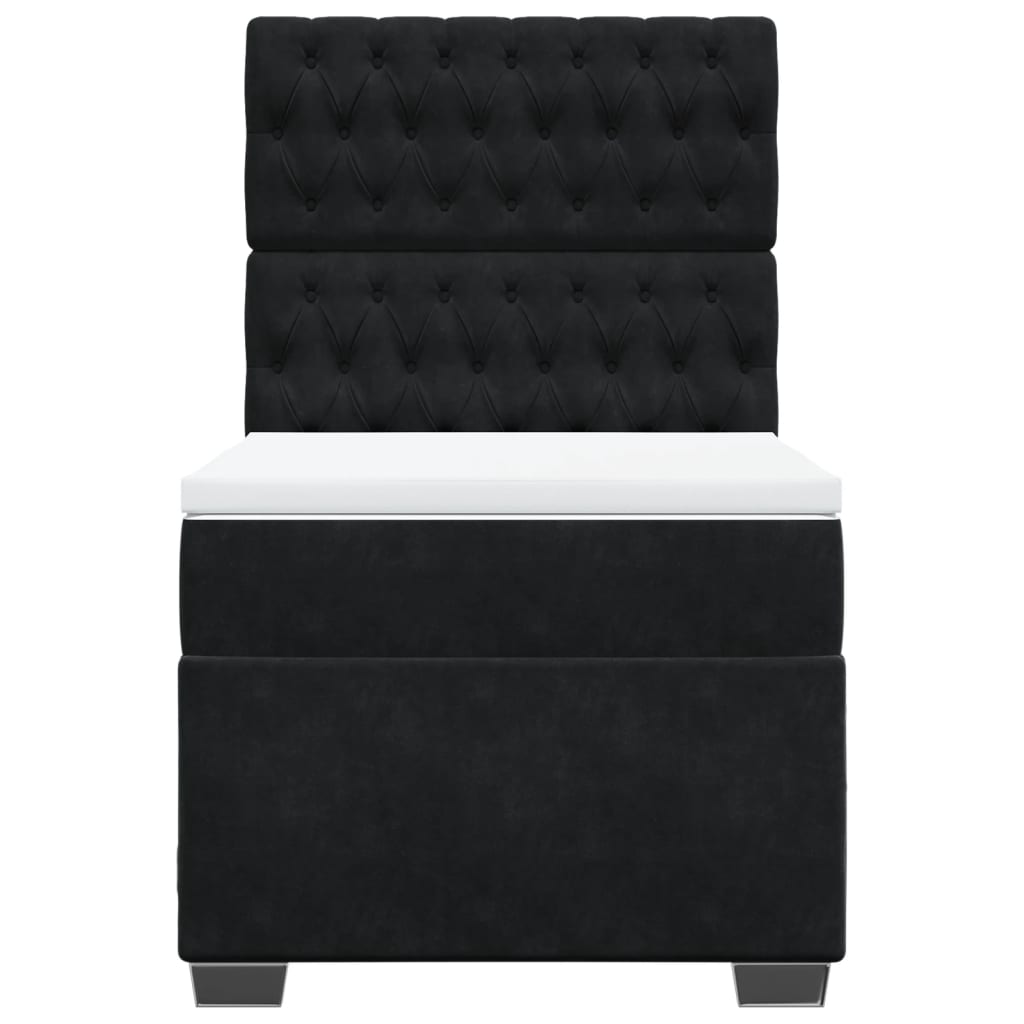 Giroletto a Molle con Materasso Nero 90x200 cm in Velluto 3293118