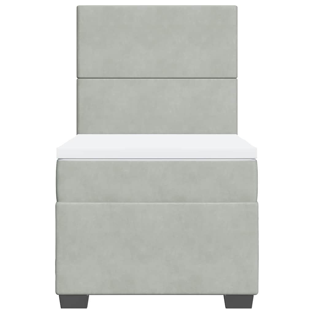 Giroletto a Molle con Materasso Grigio Chiaro 100x200cm Velluto 3293128