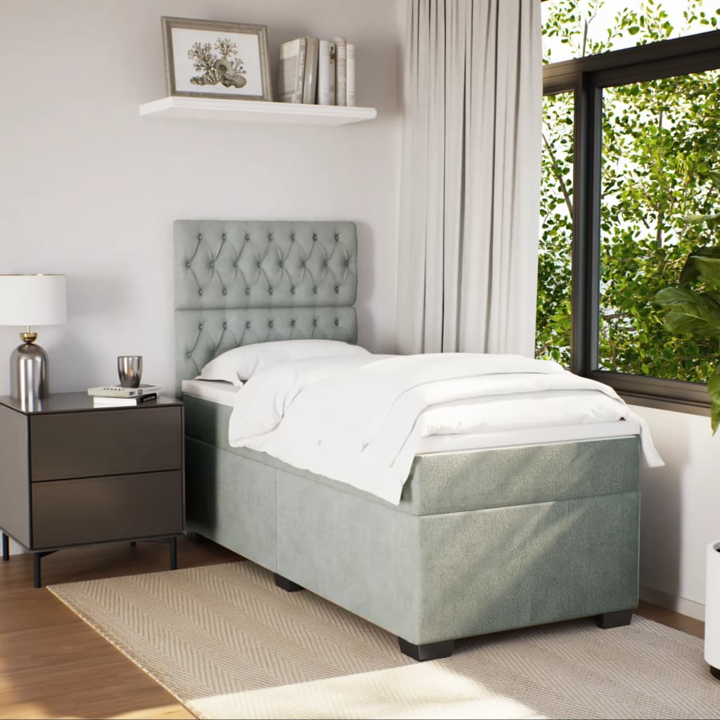 Giroletto a Molle con Materasso Grigio Chiaro 100x200cm Velluto 3293140