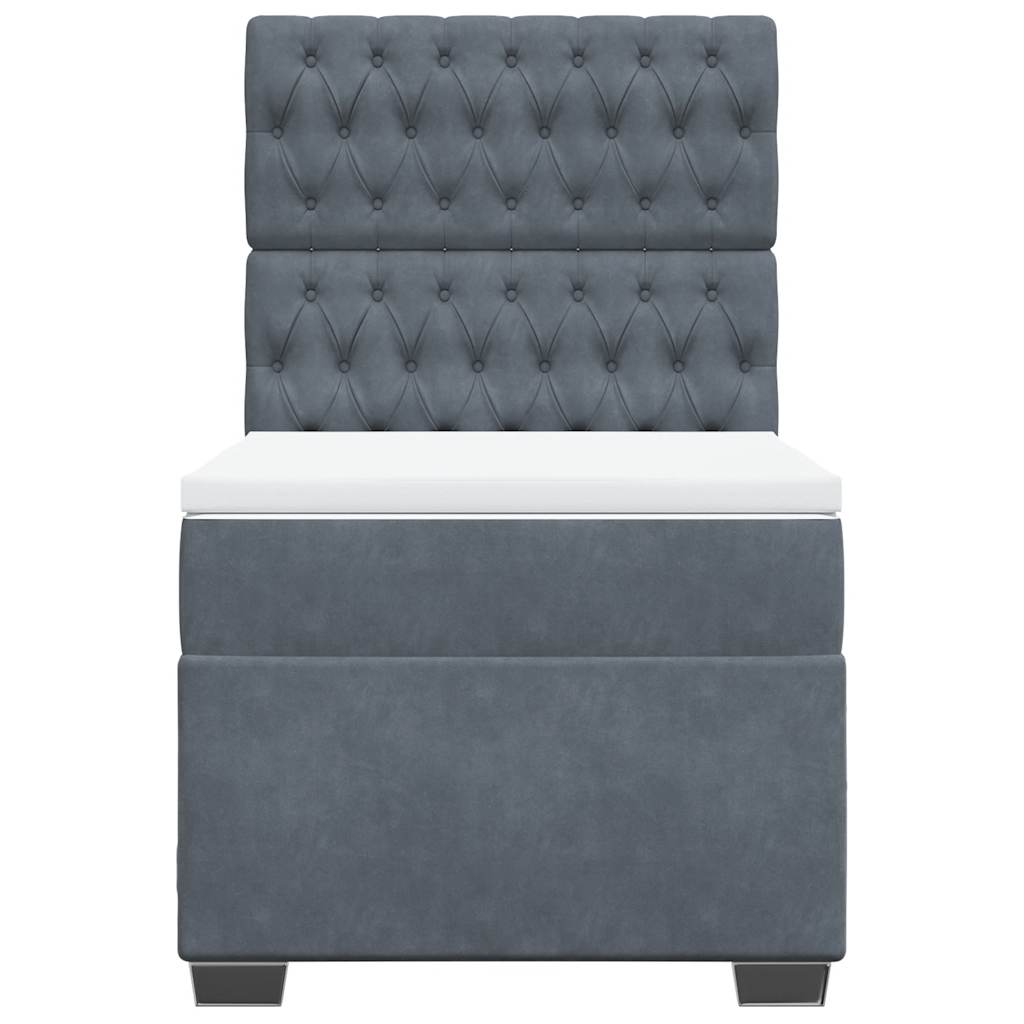 Giroletto a Molle con Materasso Grigio Scuro 100x200 cm Velluto 3293141