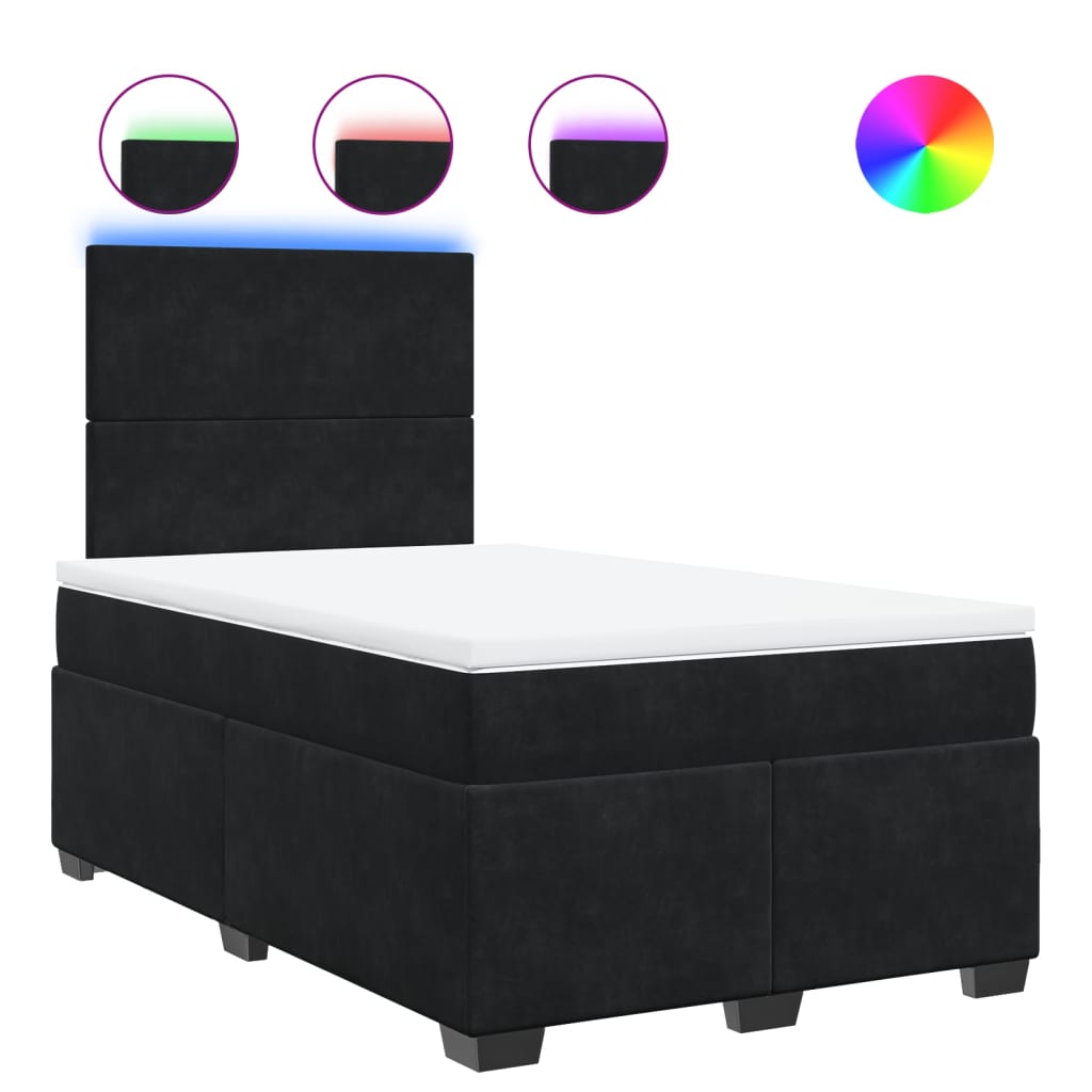 Giroletto a Molle con Materasso Nero 120x190 cm in Velluto 3293154