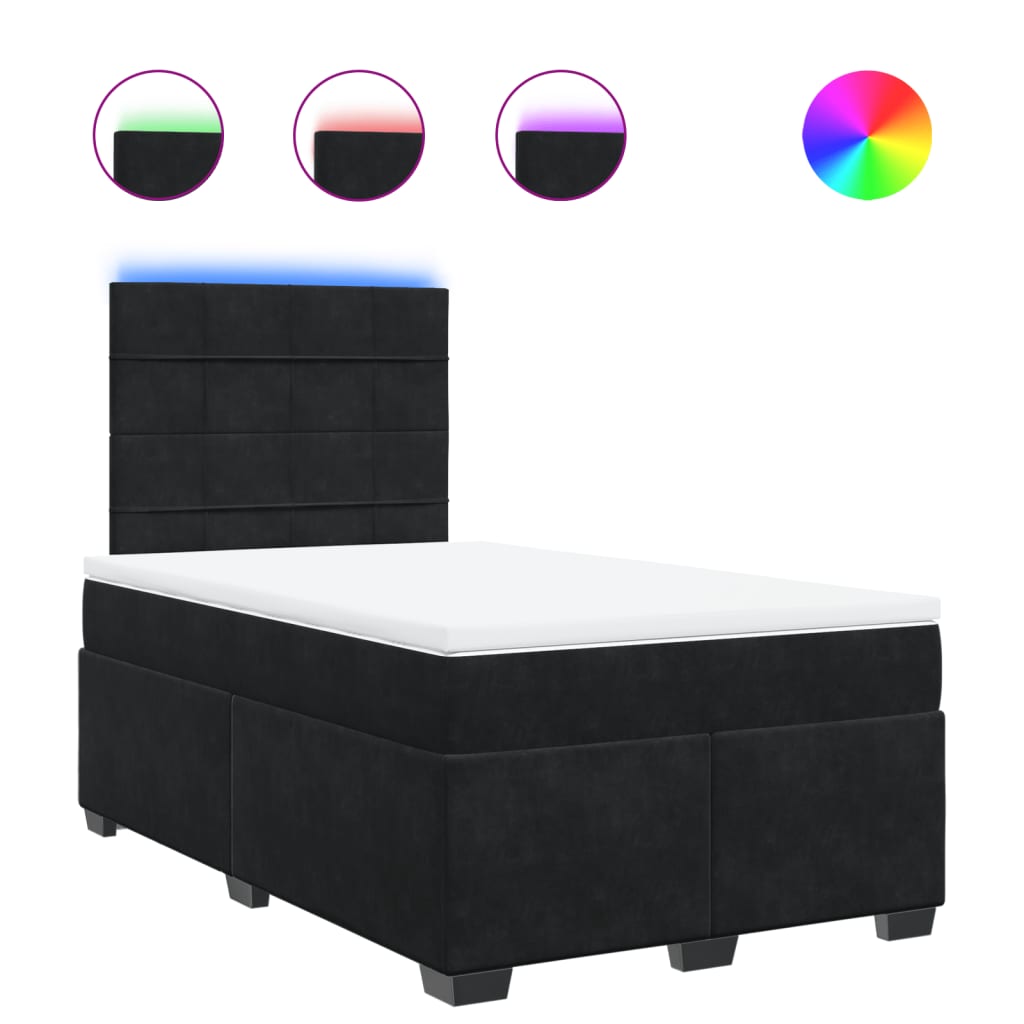 vidaXL Giroletto a Molle con Materasso Nero 120x190 cm in Velluto