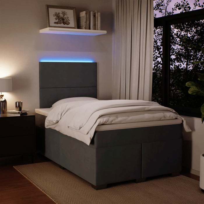 Giroletto a Molle con Materasso Grigio Scuro 120x200 cm Velluto 3293177