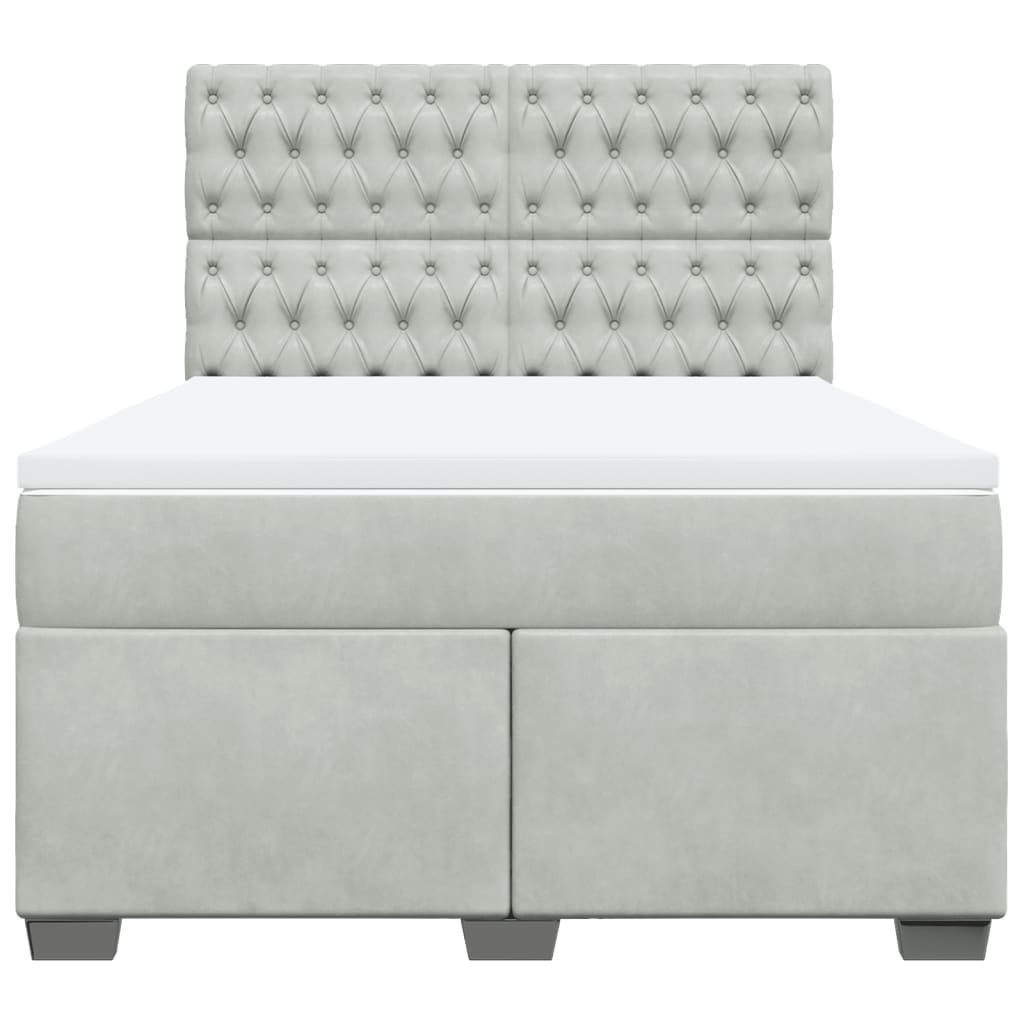 Giroletto a Molle con Materasso Grigio Chiaro 140x200cm Velluto 3293236