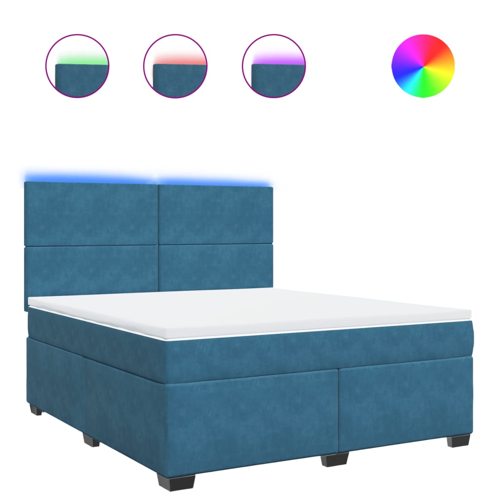 Giroletto a Molle con Materasso Blu 180x200 cm in Velluto 3293276