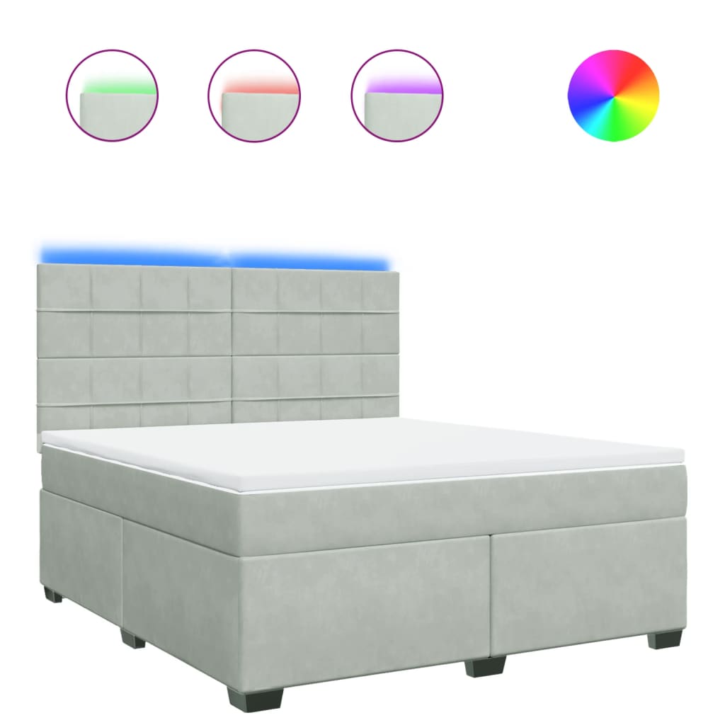 Giroletto a Molle con Materasso Grigio Chiaro 180x200cm Velluto 3293278