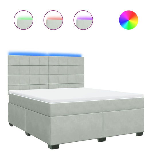 Giroletto a Molle con Materasso Grigio Chiaro 180x200cm Velluto 3293278