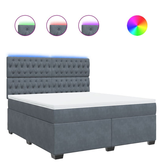 Giroletto a Molle con Materasso Grigio Scuro 180x200 cm Velluto 3293285