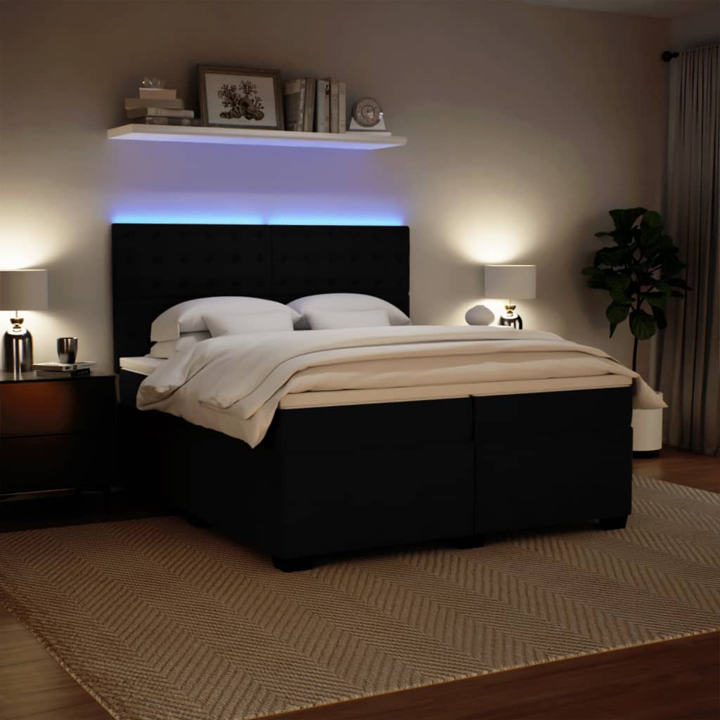 Giroletto a Molle con Materasso Nero 200x200 cm in Velluto 3293316