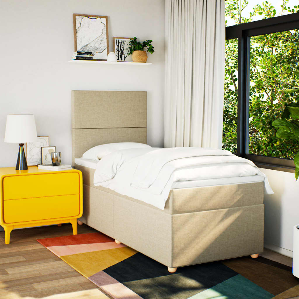 Giroletto a Molle con Materasso Crema 90x190 cm in Tessuto 3293433